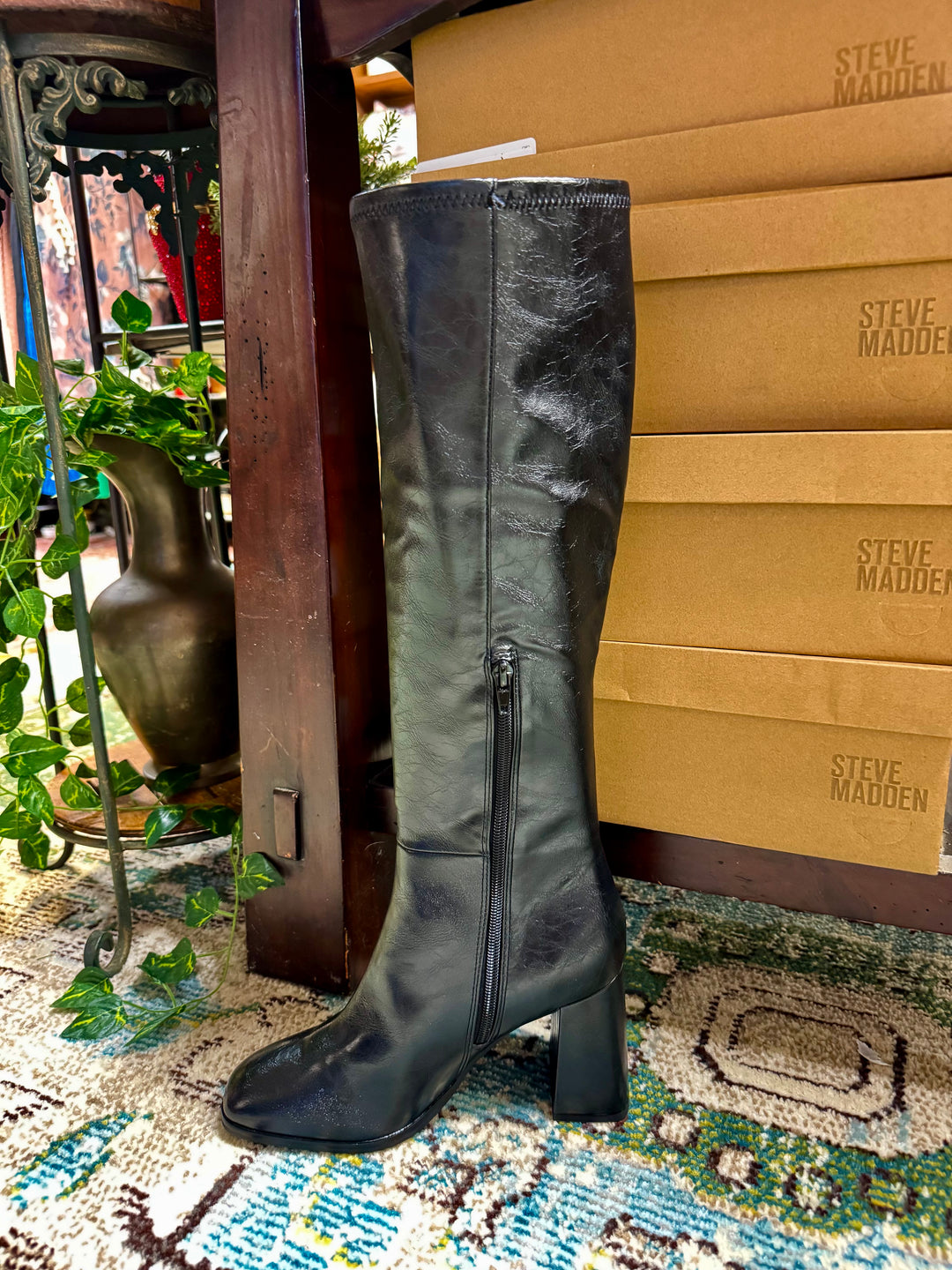 Livah Black Stretch Boot by Steve Madden