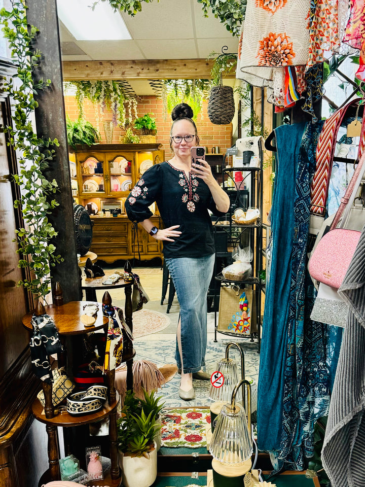 Floral Embroidered Boho Top