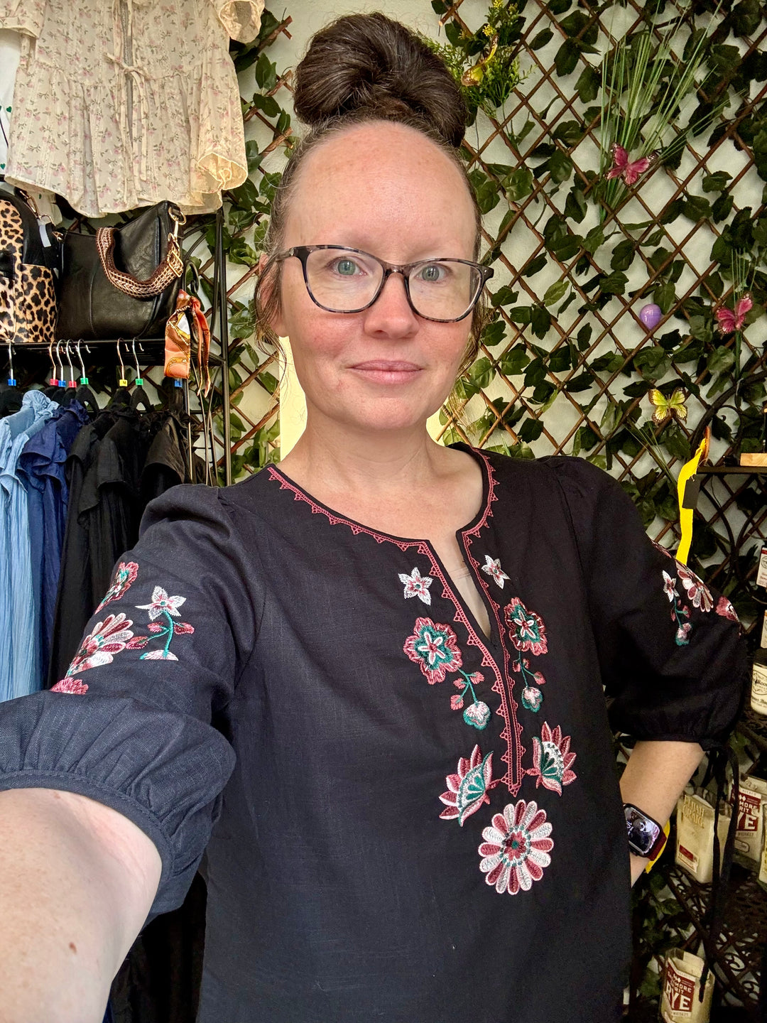 Floral Embroidered Boho Top