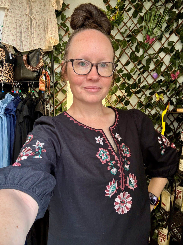 Floral Embroidered Boho Top