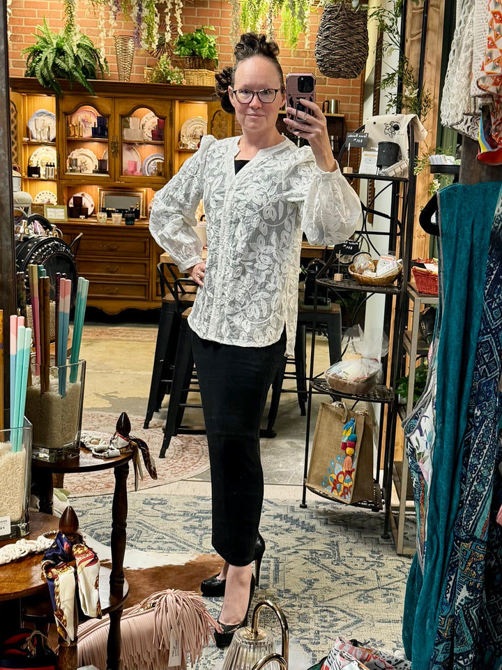 French Jacquard Blouse